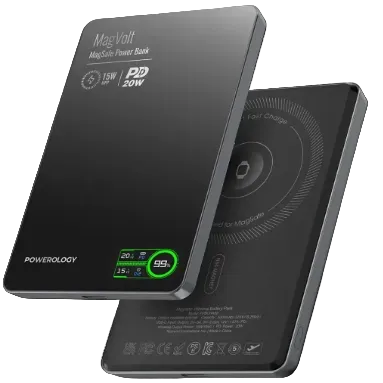 Powerology 5000mAH TFT Display Ultra Slim Magnetic Wireless powerbank