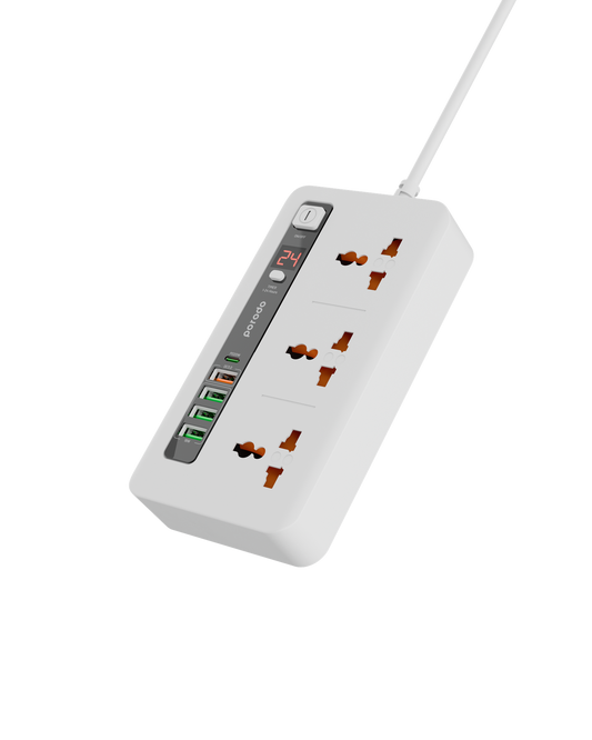 Porodo 3 AC 4 USB-A & USB-C PD 20W Multi-Port Super Hub 2M UK