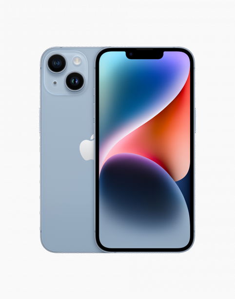 iPhone 14 Plus,6.7 inch,A15 Bionic chip with 5-core GPU, Up to 26 hours video playback footnote ⁵, Aluminum with glass back.