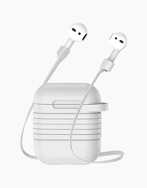 Baseus AirPods Silicone Case + Magnetic Anti Lost Strap, Anti Shocks light Gray