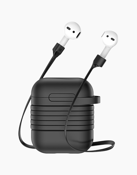 Baseus AirPods Silicone Case + Magnetic Anti Lost Strap, Anti Shocks Black