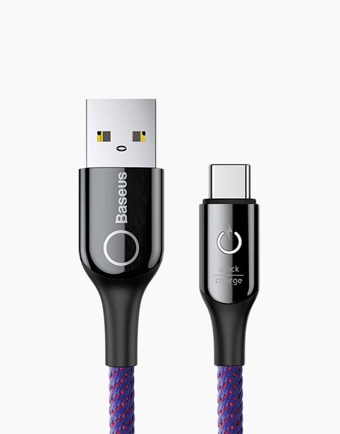 C-shaped By Baseus Light Intelligent Power-off Cable *Type C* Purple