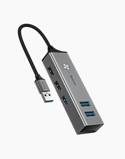 Baseus Cube USB to USB3.0*3+USB2.0*2 HUB Adapter - Dark gray