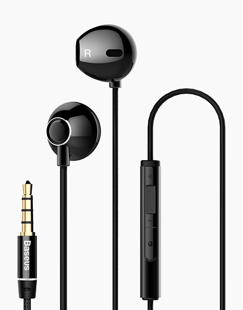 H06 By Baseus In-Ear Stereo Bass Earphones 3.5mm jack Black