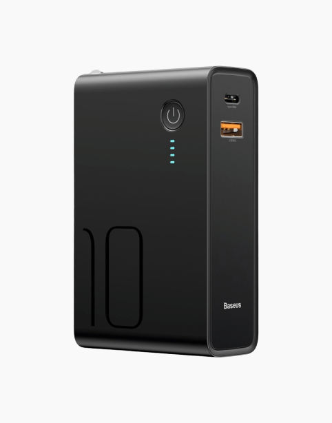 Power station 2*1 Wall Charger + 10,000mAh Power Bank 18w QC3.0 + PD Black