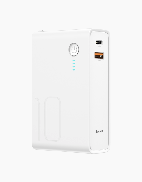 Power station 2*1 Wall Charger + 1000mAh Power Bank 18w QC3.0 + PD White