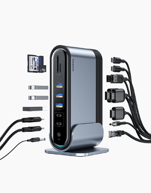 Baseus Working Station Three-Screen Multifunctional HUB Adapter Gray