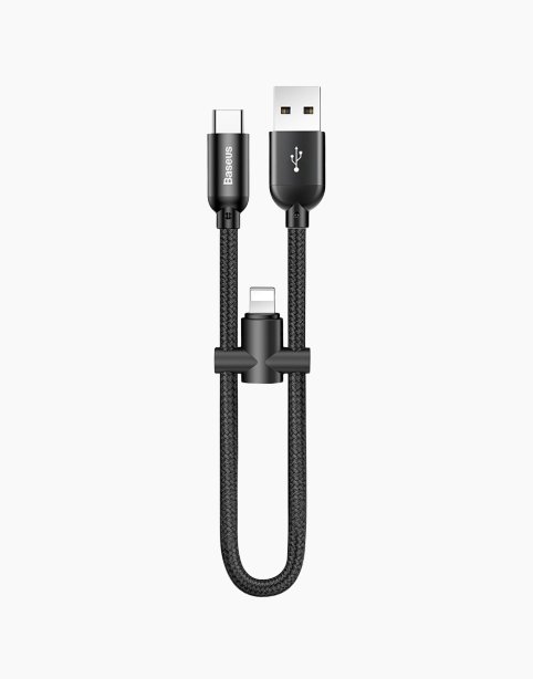 U-shaped Short PowerBank Cable 23cm For iPhone + Type C