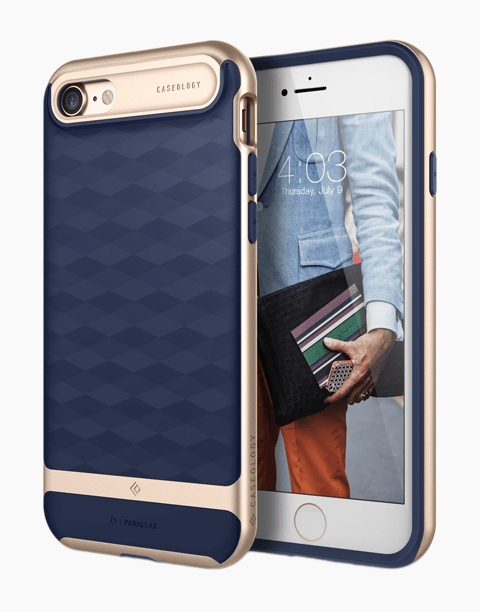 iPhone 7 Caseology Parallax Navy Blue / Frame Gold