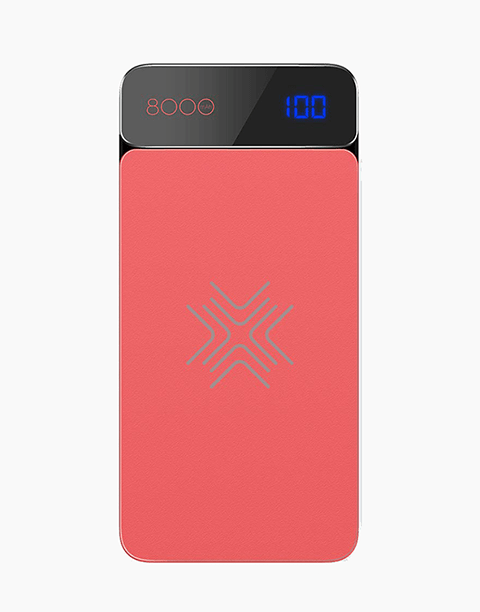 ROCK QI Wireless Charger Power Bank 8000mah with Digital Display Red