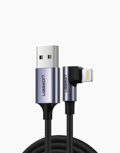 90 Angle كابل معتمد من ابل MFI ماركة Ugreen سريع و مقاوم للقطع رمادى