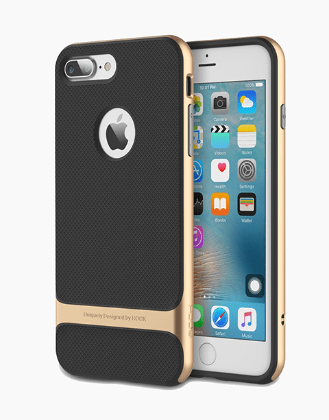 Royce Series By Rock Dual Layer Thin & Slim Shockproof Case for iPhone 7 Plus - Black/Gold