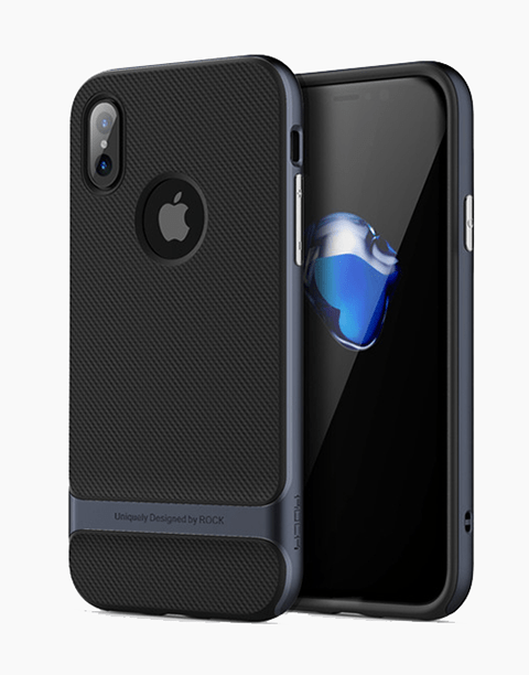 Royce Series By Rock Dual Layer Thin & Slim Shockproof Case for iPhone X - Black/Navy
