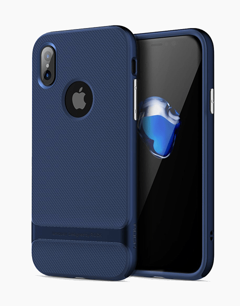 Royce Series By Rock Dual Layer Thin & Slim Shockproof Case for iPhone X - Blue