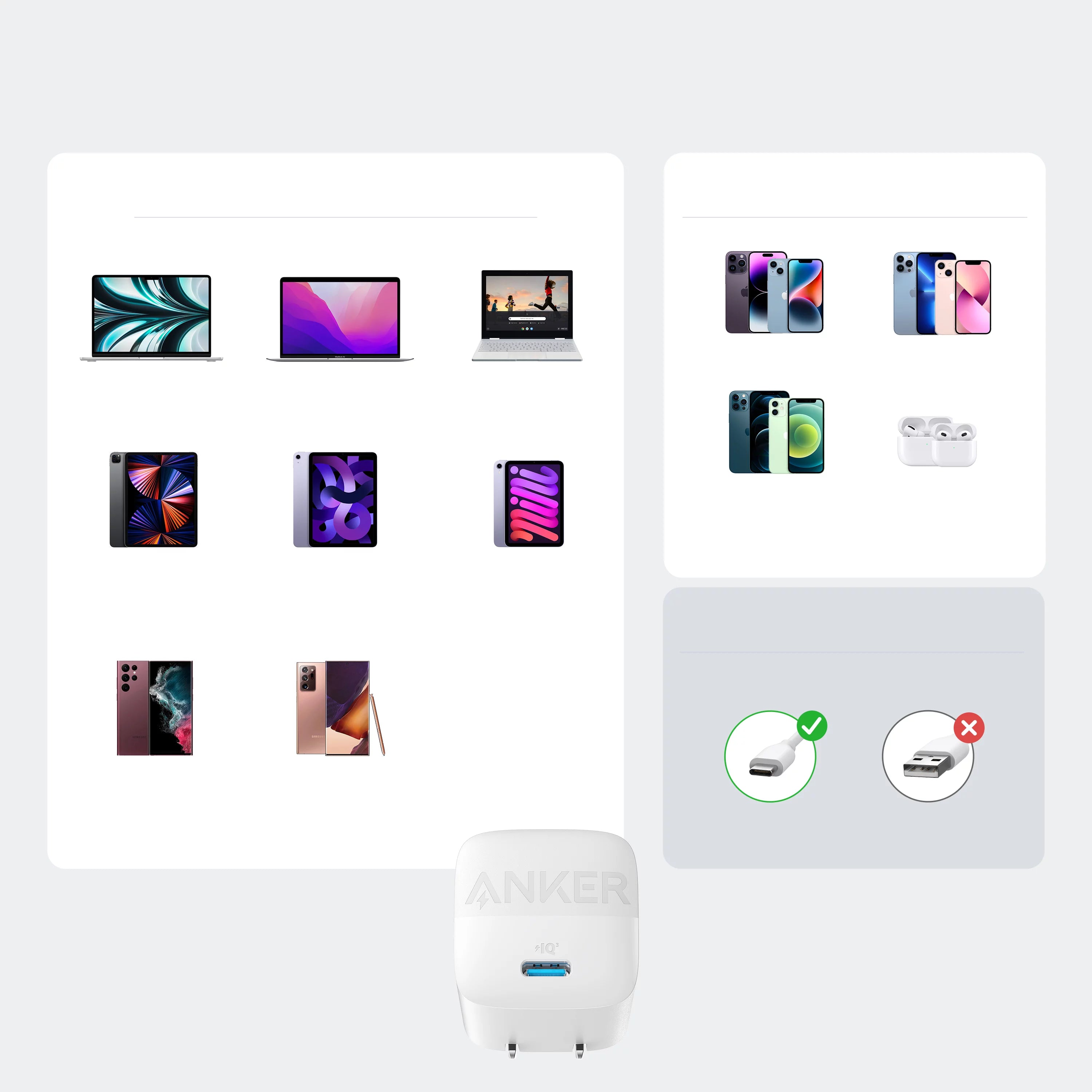 Anker 313 USB-C 30W Wall Charger, GaN technology