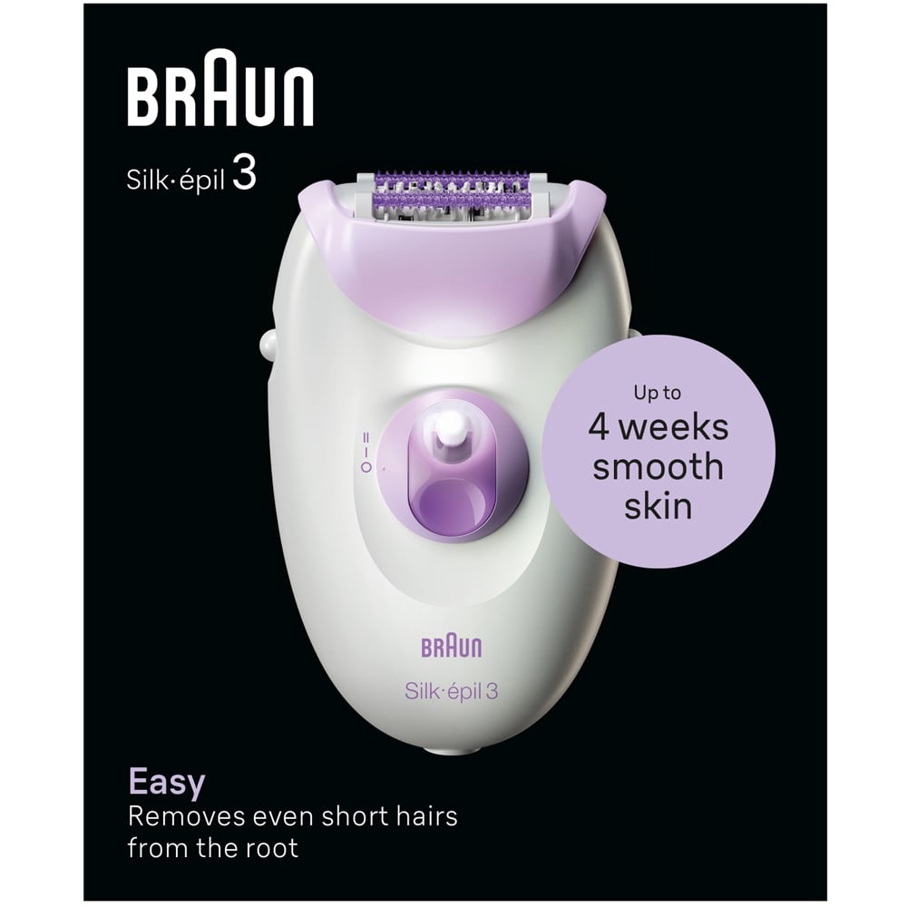 Braun Silk-epil 3 Corded Epilator - SkinSpa -Cleaning Brush, Smart Light, Corded