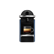 Nespresso Pixie espresso machine D62 in dark blue with sleek design and compact size for brewing coffee at home
