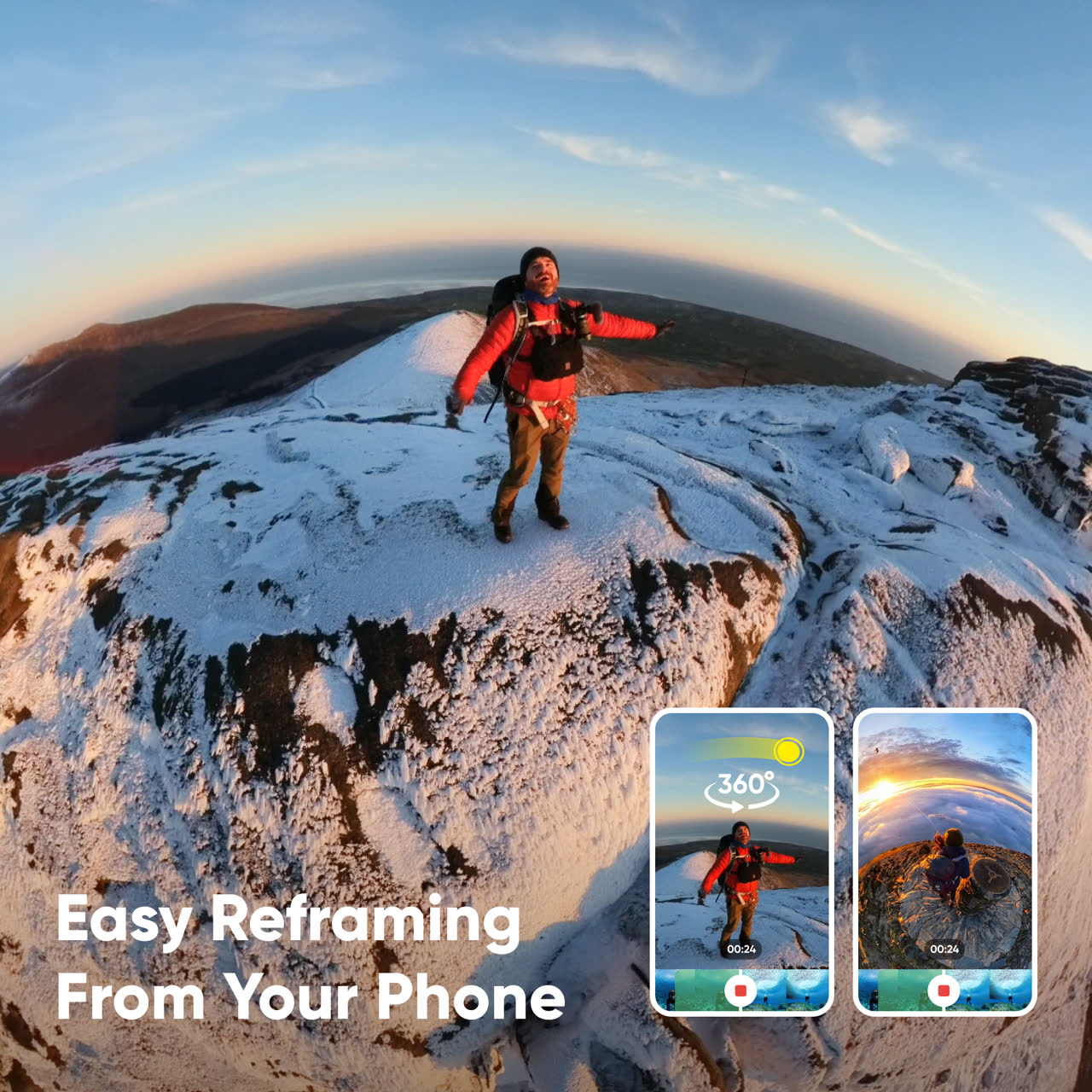 Insta360 X4 8k Waterproof 360 Action Camera, 4K Wide-Angle Video, Invisible Selfie Stick Effect, Removable Lens Guards, 135 Min Battery Life, AI Editing, Stabilization, for Sports, Travel, Outdoor