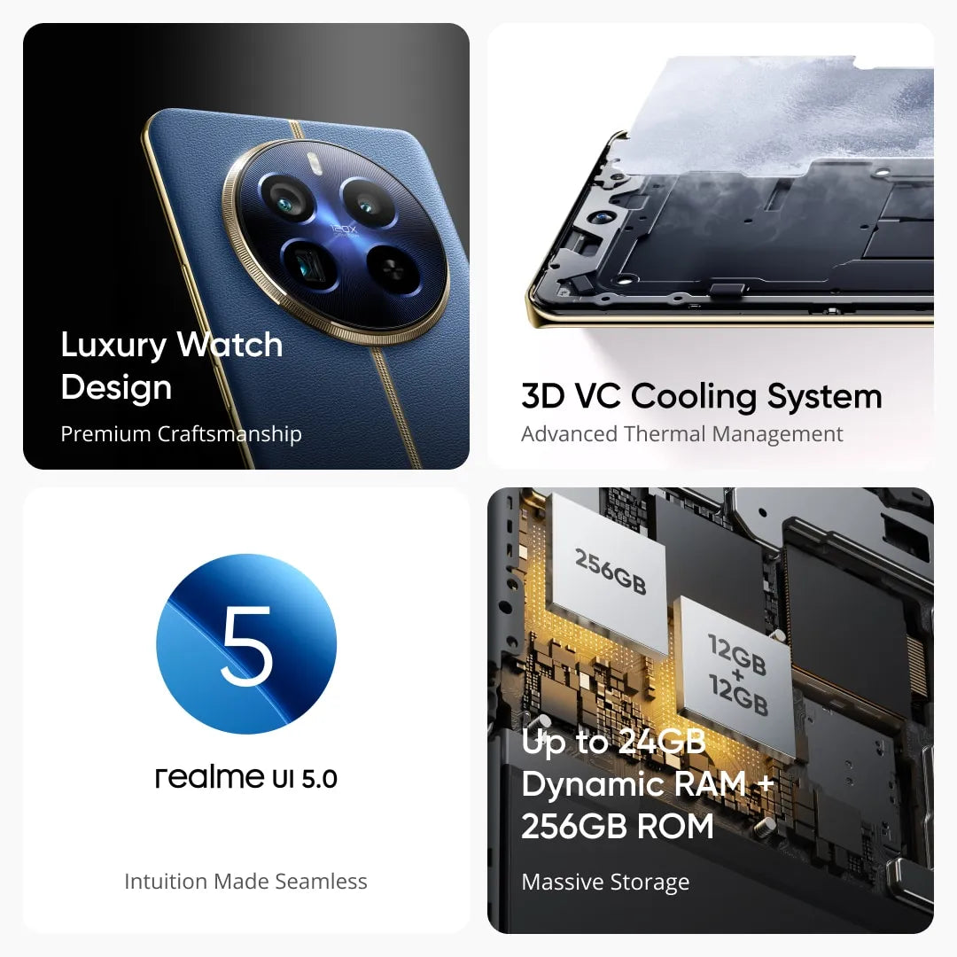 Realme 12 Pro+ 5G 6.7 بوصة AMOLED، 120 هرتز، Snapdragon 7s Gen 2 (4 نانومتر)، 50 ميجابكسل، f/1.8 OIS، كاميرا 67 وات SUPERVOOC، Android 14