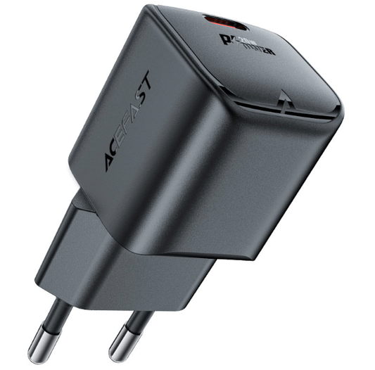 Fast Charge Wall Charger A73 mini PD20W GaN (1xUSB-C) EU,GaN PD20W charger. Single port [1xUSB-C]. Mini design, portable. EU plug. Support most fast charge protocols. Safety certification. Flame-retardant PC. Color