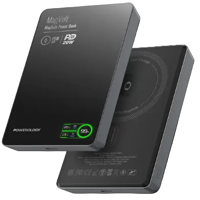 Powerology 10000mAH TFT Display Slim Magnetic Wireless powerbank