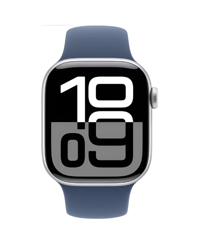 Apple Watch Series 10 with Always-On Retina LTPO3 display and dual-core S10 SiP processor, shown on a user's wrist.