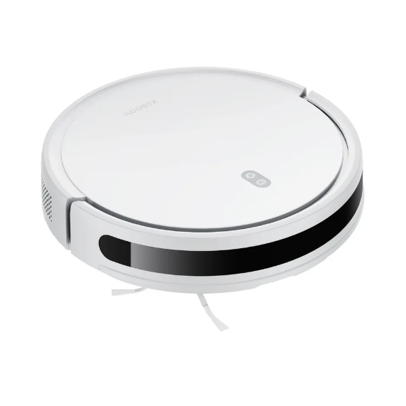 Xiaomi Robot Vacuum E10 in white with 35W power and 2500mAh battery, showing its sleek compact design.