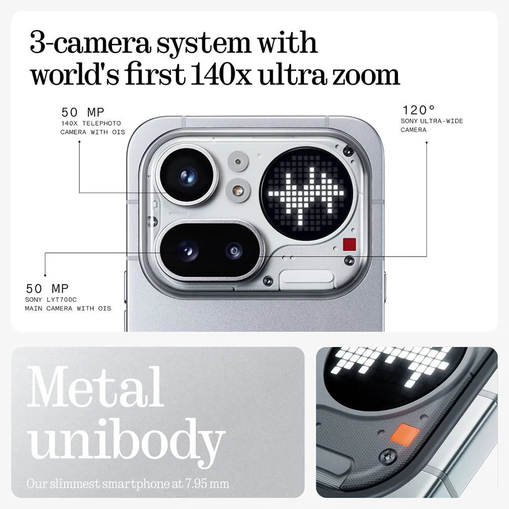 Nothing Phone (4a) Pro smartphone with 6.83-inch AMOLED display, triple camera, Snapdragon 7 Gen 4, and IP65 weather resistance.