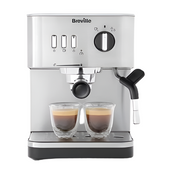 Breville Bijou Espresso Machine | Automatic and Manual Espresso, Cappuccino & Latte Maker | 15 Bar Pump | Steam Wand | Silver [VCF149]