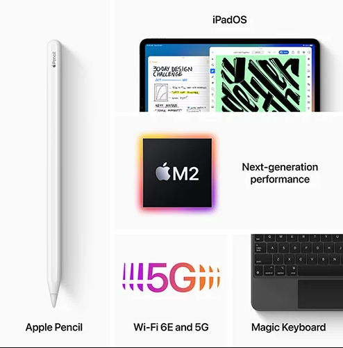 iPad Pro M2 12,9 Wi fi 256G, Li-Po 10758 mAh, USB Type-C, iPadOS 16