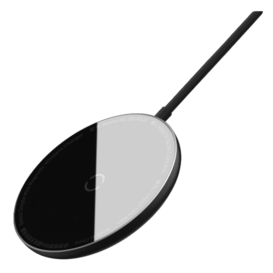 Baseus Simple Mini magnetic wireless charger with sleek design and compact size for easy phone charging.