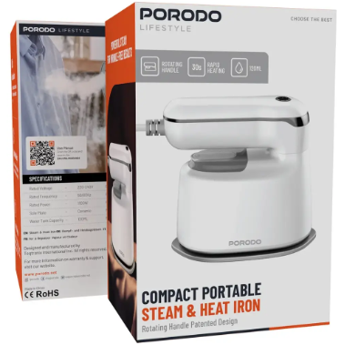 Porodo Lifestyle Mini Steam Iron 1000W UK  with Rotatable handle