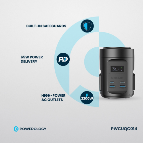 Powerology Magsafe Power Hub PD 65W 2X Universal Sockets 2200W