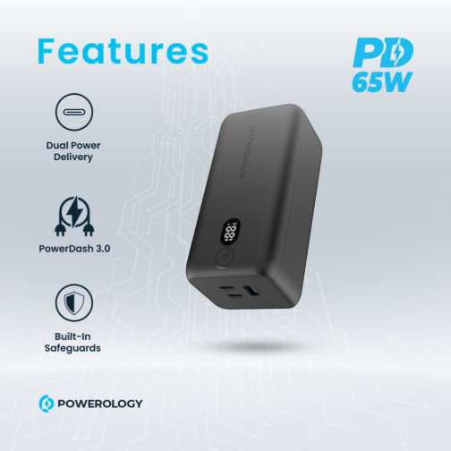 Powerology 20000mAh 65W Onyx Power Bank