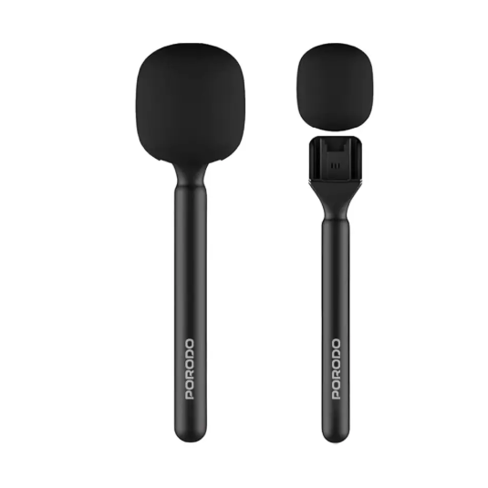 Porodo Two-Device Connect Handheld Lavalier Microphone - Black