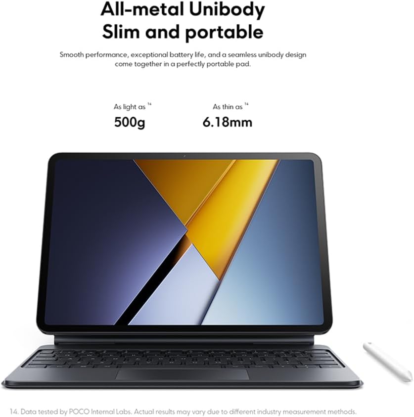 Xiaomi Poco Pad X1 11.2" IPS LCD, 68B colors, 144Hz, HDR10, Dolby Vision, Snapdragon 7+ Gen 3 (4 nm), 8850mAh Battery