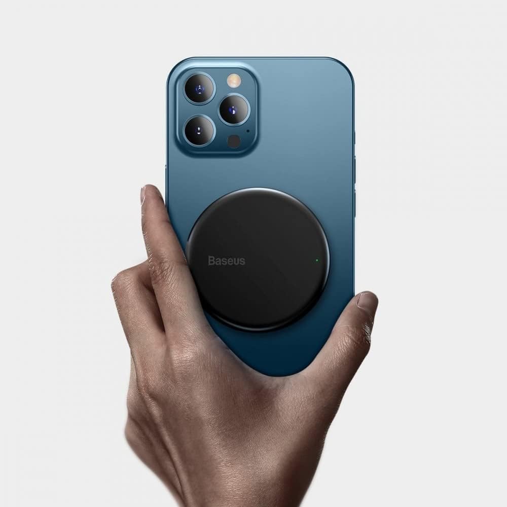Baseus Simple Mini Magnetic Wireless Charger with compact design and magnetic alignment for easy phone charging.