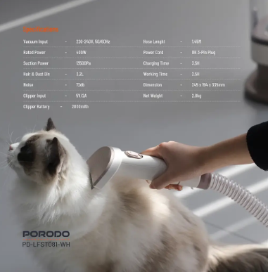 Porodo Lifestyle Pet Grooming Vacuum Cleaner