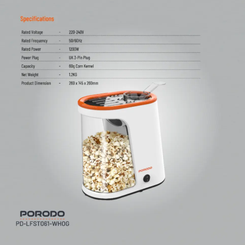 Porodo Lifetsyle 1200W Detachable Tank Popcorn Maker