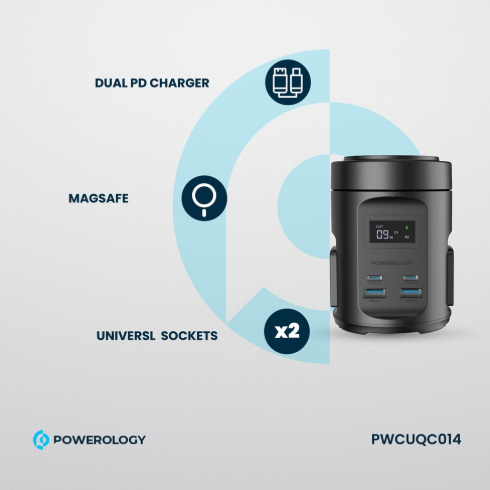 Powerology Magsafe Power Hub PD 65W 2X Universal Sockets 2200W