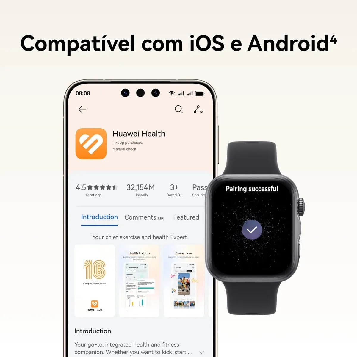 HUAWEI WATCH FIT 5 Smart Watch, 1.82" AMOLED Display, Built-in GPS, Bluetooth Calling, Heart Rate Monitoring, Up to 10-Day Battery Life, Android & iOS Compatible
