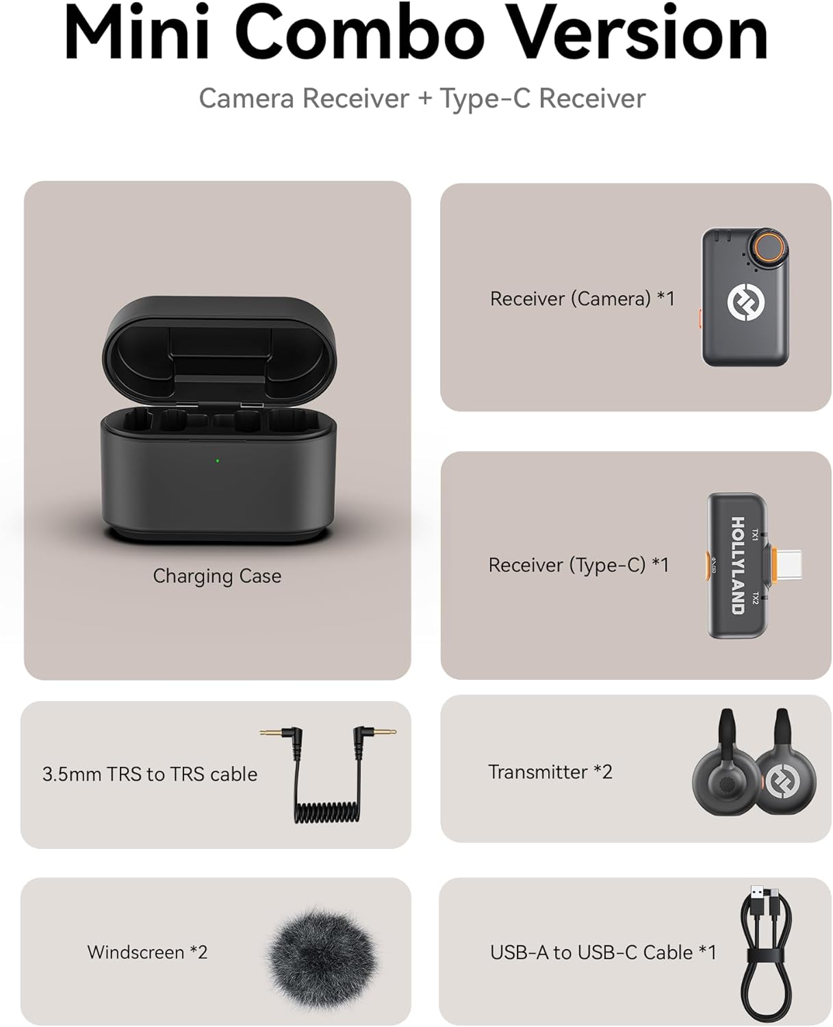 Hollyland Lark M2S Mini Combo wireless microphone with titanium clip, compact design, and 300m range for camera, iPhone, Android, or laptop