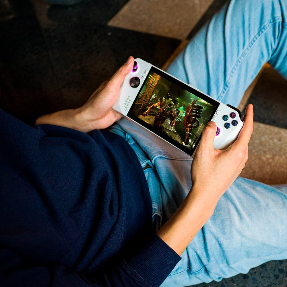 ASUS ROG Ally gaming handheld console with 7-inch 120Hz full HD screen, white color, AMD Ryzen Z1 processor, 512GB storage