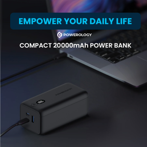 Powerology 20000mAh 65W Onyx Power Bank