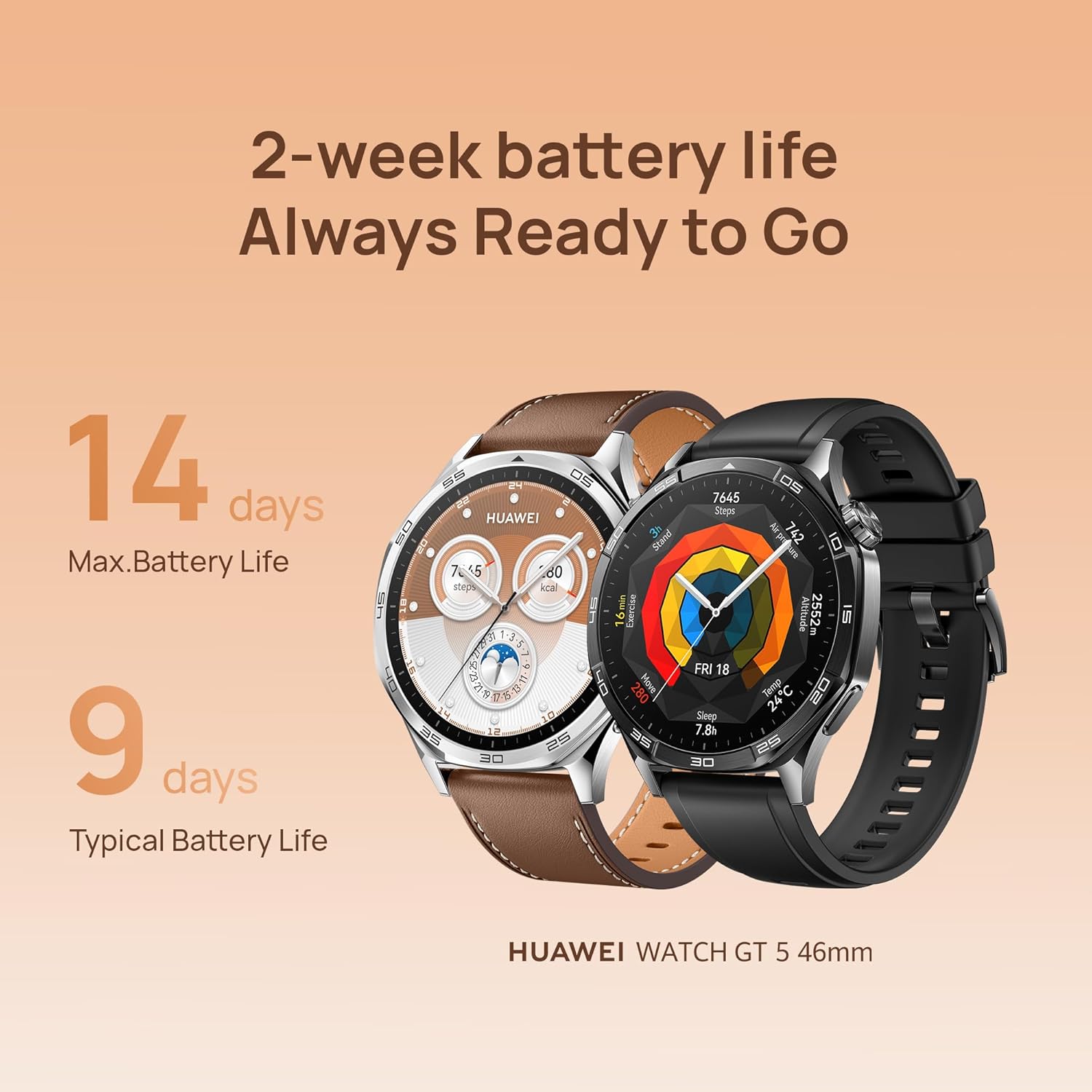 HUAWEI Watch GT 5 Smartwatch, 46mm AMOLED Display, Advanced Health & Fitness Tracking, Long Battery Life