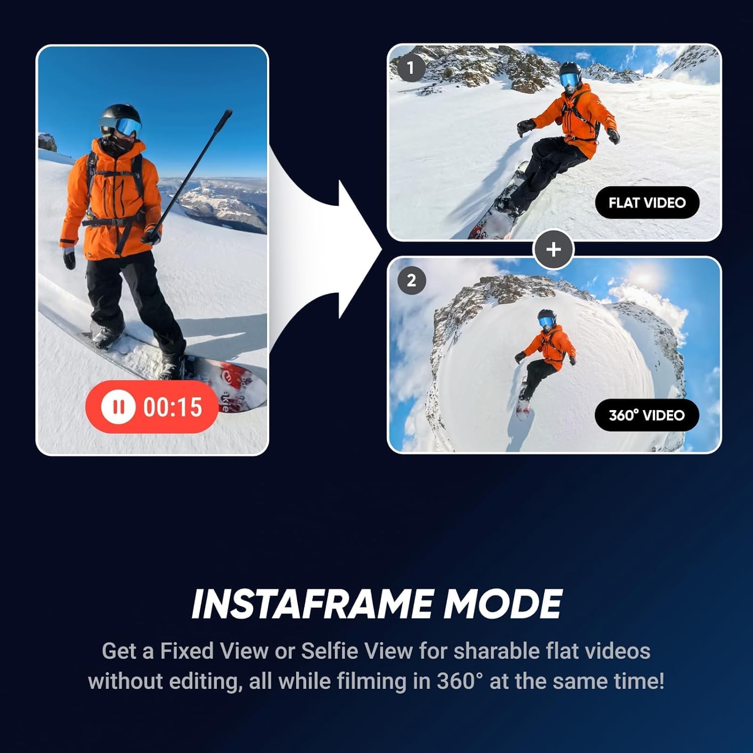 Insta360 X5 8K 360 action camera with waterproof case and 2400mAh battery, showcasing its lens and rugged design.