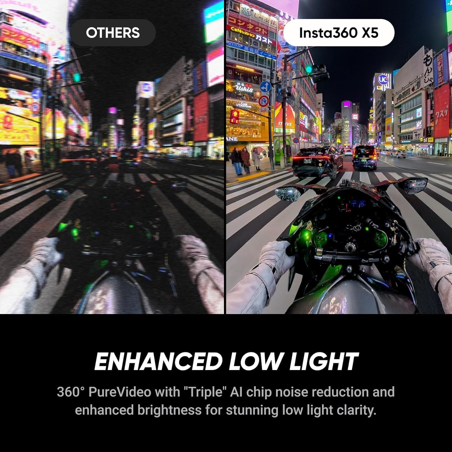 Insta360 X5 8K 360 action camera with waterproof design and 2400mAh battery, shown with lens and waterproof housing.
