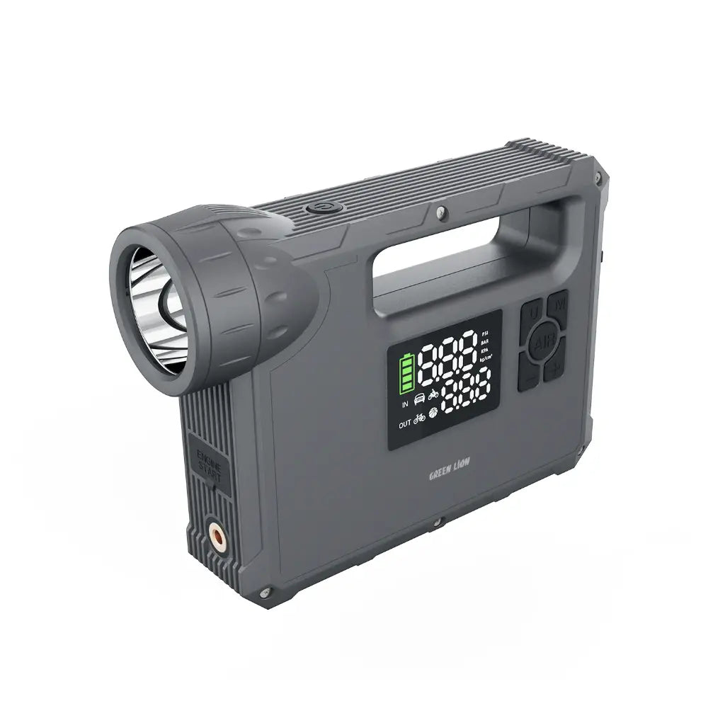 Green Lion JX-84 12V Jump Starter - 4L Gasoline, 3L Diesel Engines, 16000mAh - Grey