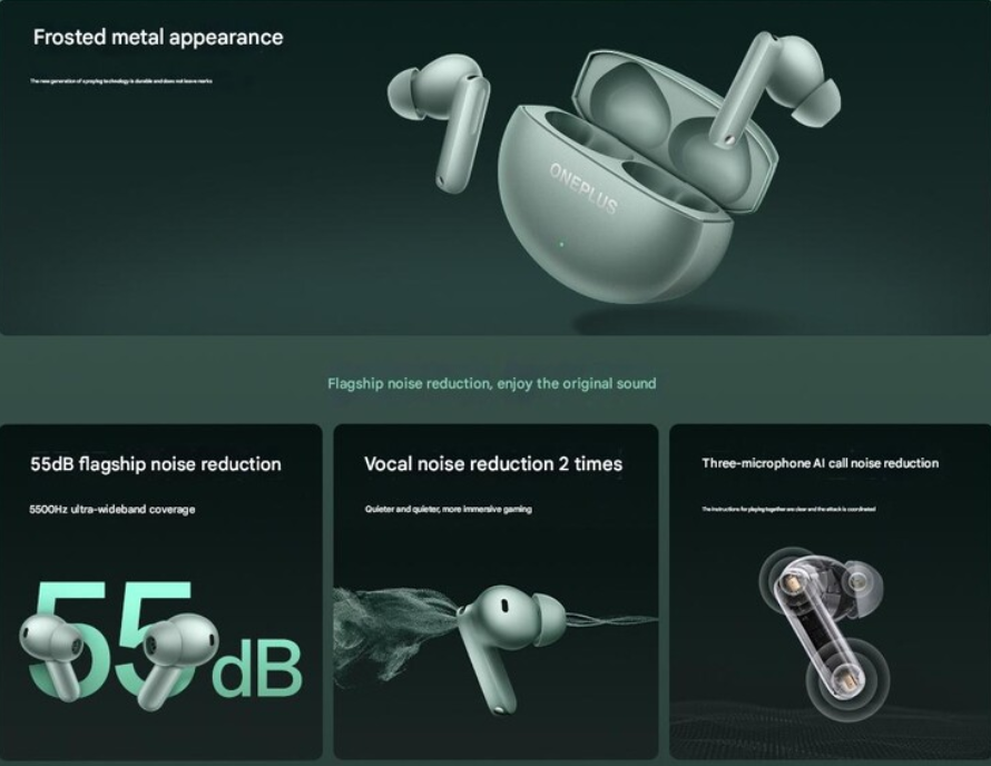 OnePlus Buds 4, Powerful 55dB Hybrid ANC, Flagship Coaxial Dual-Driver & Dual DACs,AI Call Noise Reduction ,Golden Sound" Profile, AI Translation Features