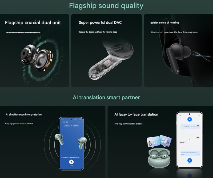 OnePlus Buds 4, Powerful 55dB Hybrid ANC, Flagship Coaxial Dual-Driver & Dual DACs,AI Call Noise Reduction ,Golden Sound" Profile, AI Translation Features